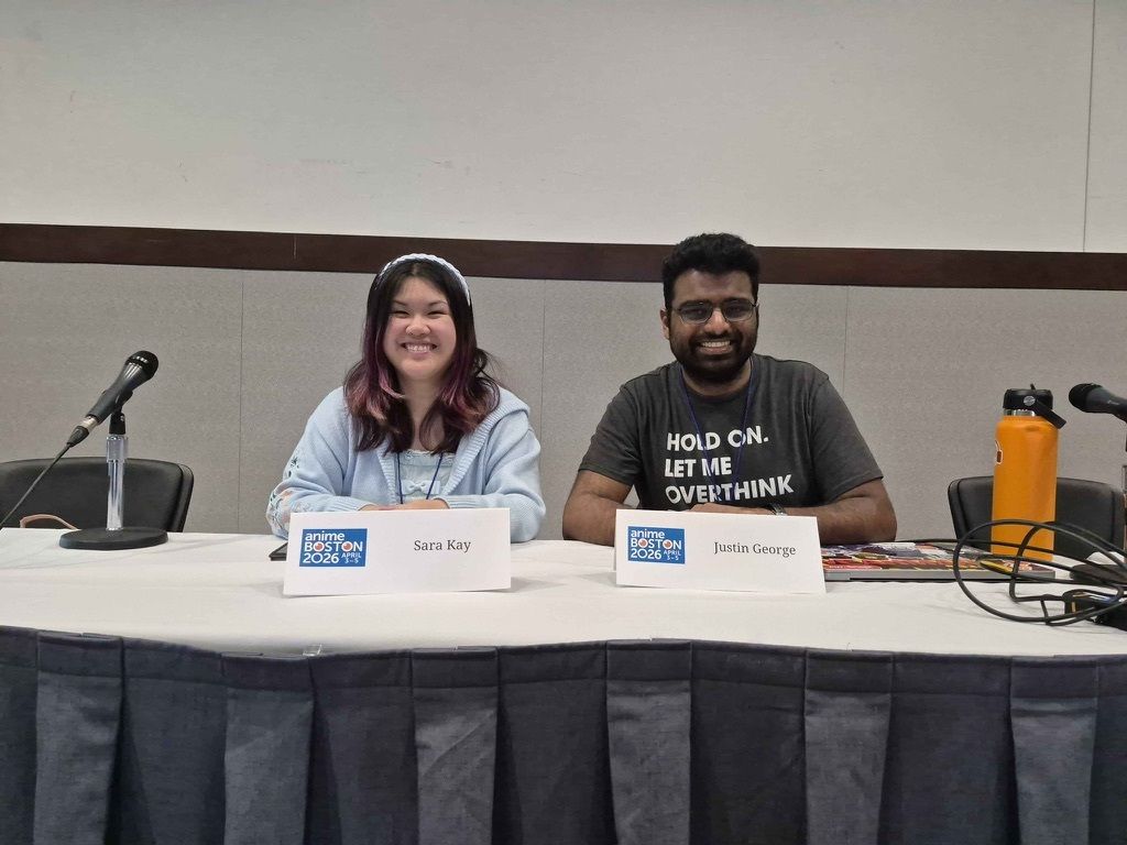 Anime Boston 2026 - Sara and Justin at panel table